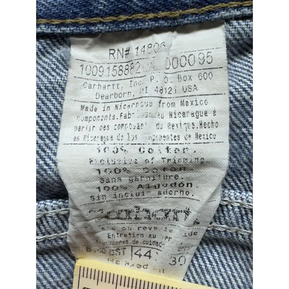 Carhartt Jeans‎ Mens 40x30 (44x30 Tag) Blue Denim Relaxed Straight Work B160 DST